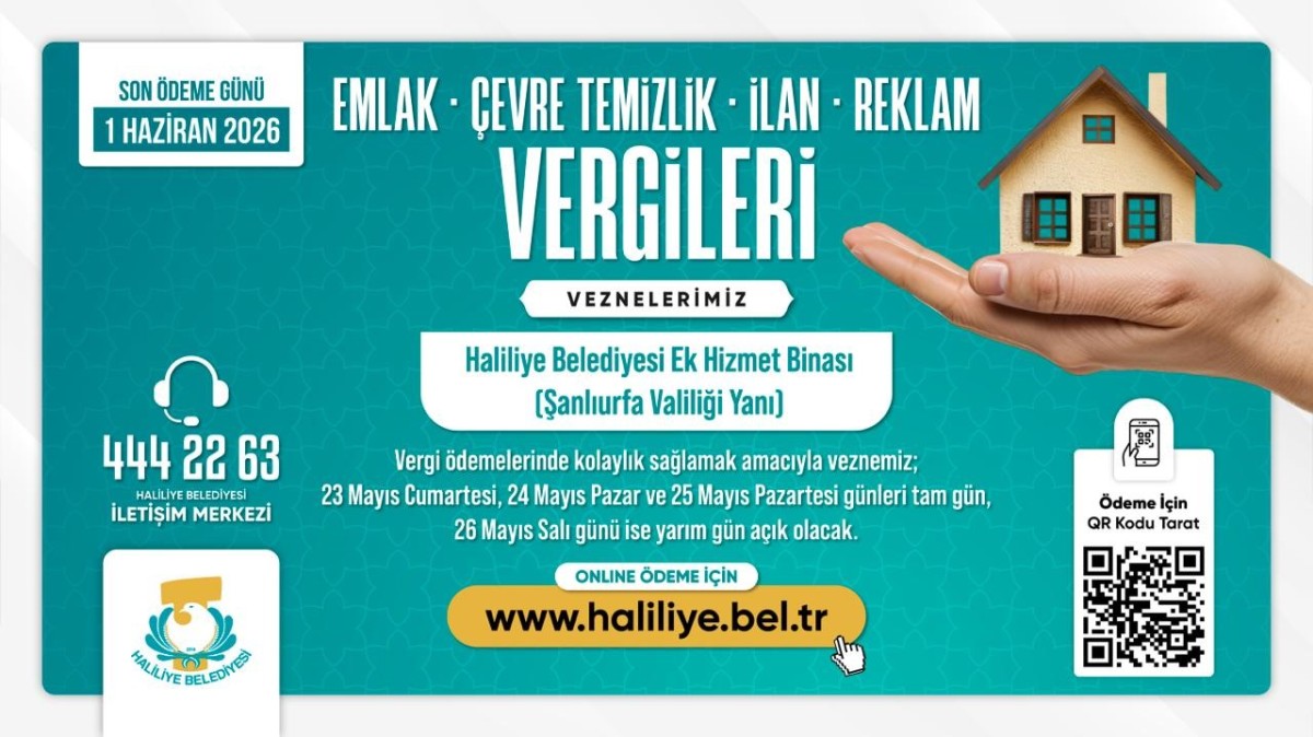 HALİLİYE BELEDİYESİ’NDEN VERGİ ÖDEMELERİNDE RESMİ TATİL DÜZENLEMESİ